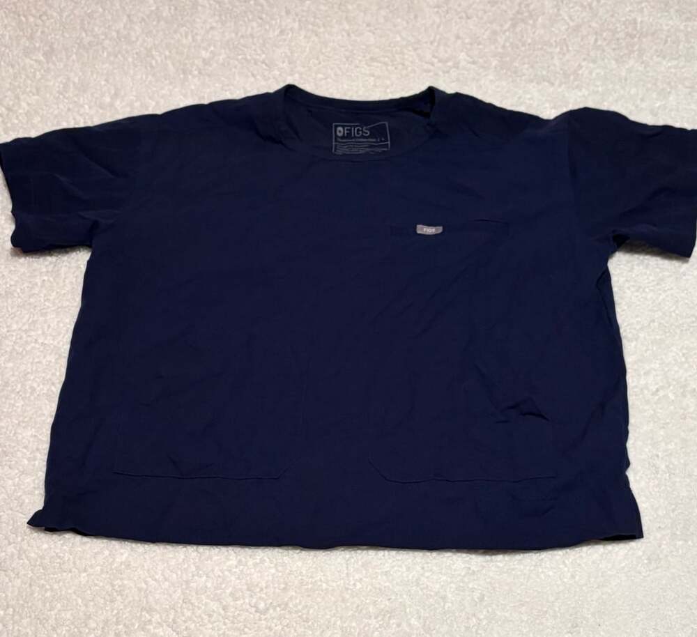 FIGS Technical Collection Leon 3 Pocket Scrub Top Navy Blue Size L